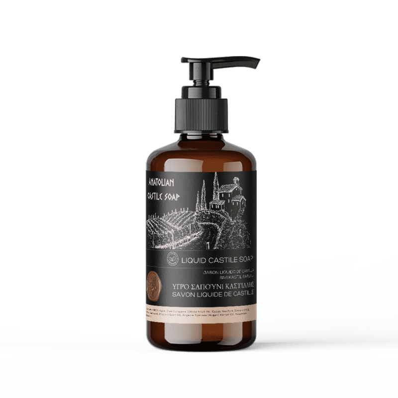 Almond-scented liquid Castile soap with olive oil and natural almond ingredients